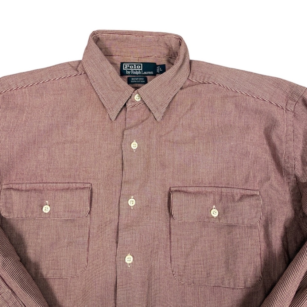 Polo Ralph Lauren Benford Button Up Shirt Mens L Red Gingham Long Sleeve Cotton